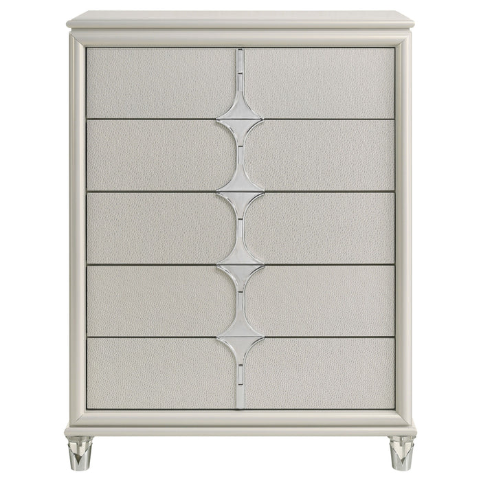 Olivia - 5-Drawer Bedroom Chest Of Drawers - Pearl White