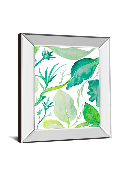 Green Water Leaves Il By Kat Papa - Mirror Framed Print Wall Art - Green