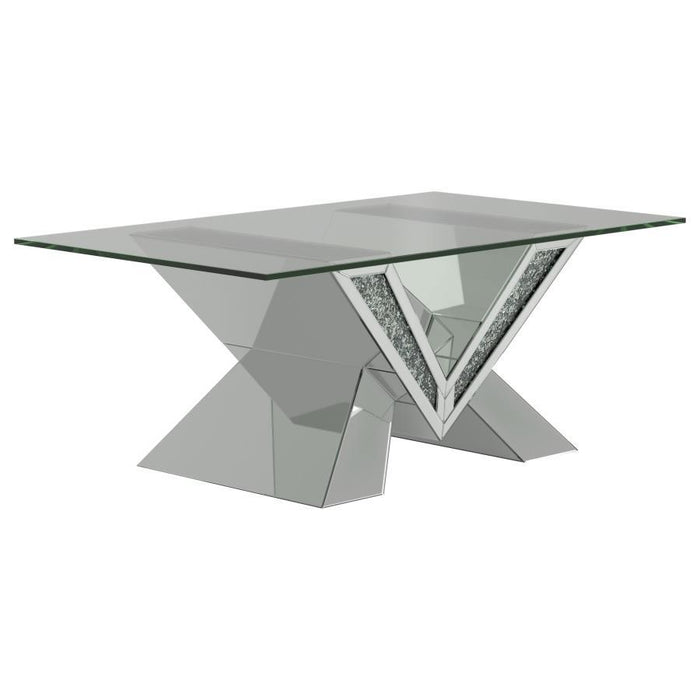 Taffeta - Glass Top Mirrored Acrylic Coffee Table - Silver