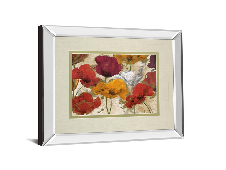 Happy Flowers By Katrina Craven - Mirror Framed Print Wall Art - Red