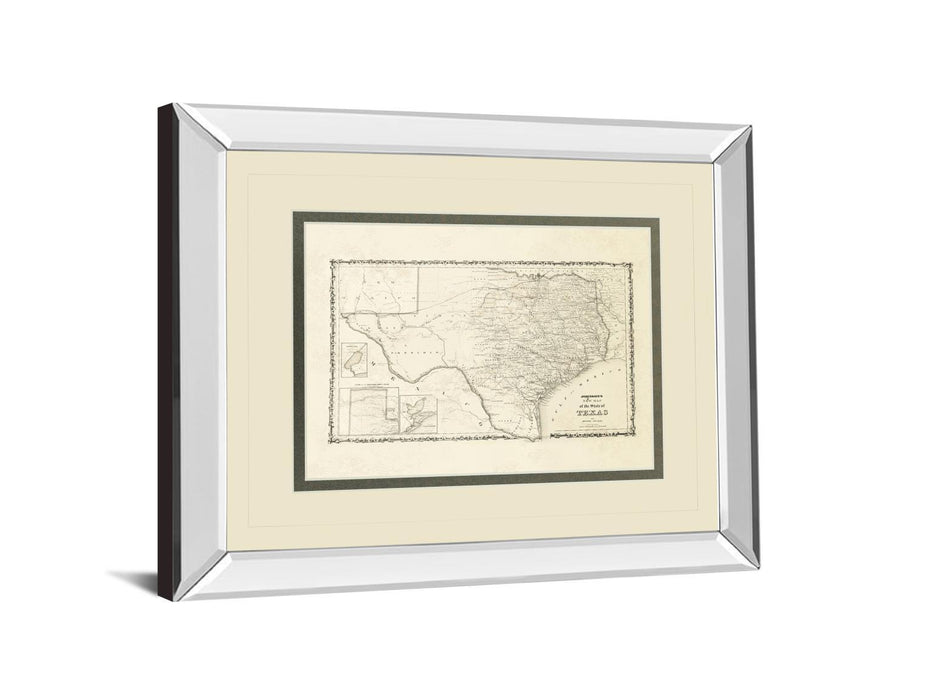 New Map Of The State Of Texas By Johnson And Wank - Mirror Framed Print Wall Art - White