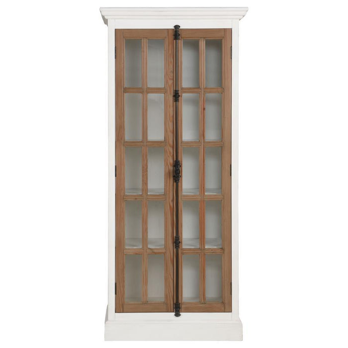 Tammi - 2 Door Wood Tall Cabinet Distressed White And Brown - Distressed White And Brown