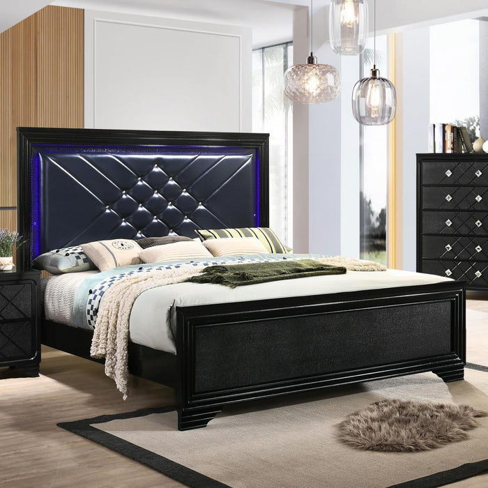 Penelope - Wood LED Panel Bed