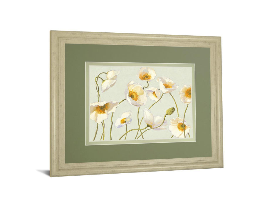 White Bright Poppies By Novak - Framed Print Wall Art - White