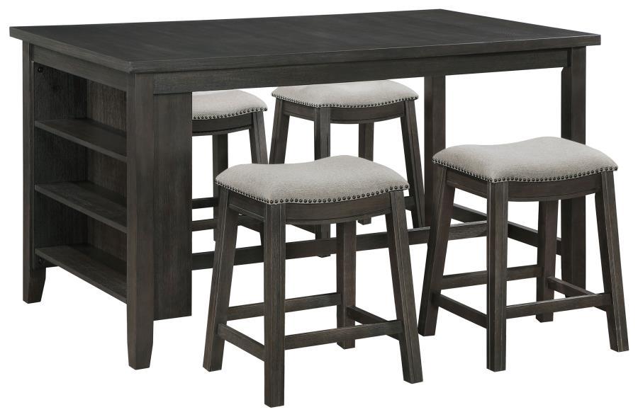 Elliston - 5 Piece Counter Height Dining Table Set - Dark Gray