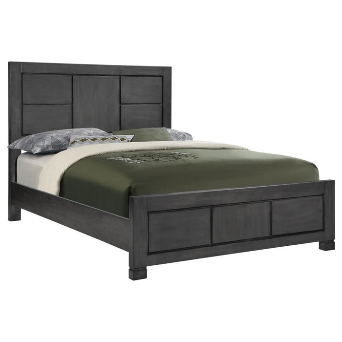 Lorenzo - Wood Eastern King Panel Bed - Dark Gray