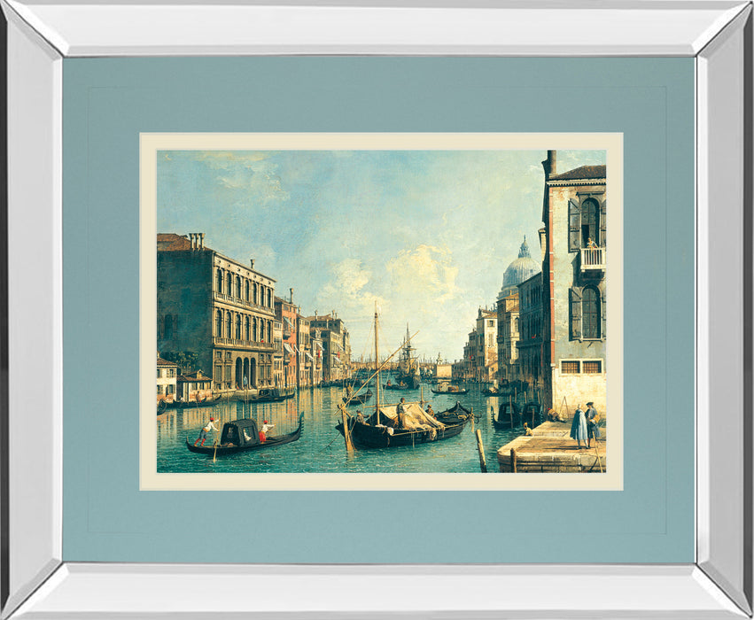 The Grand Canal, Venice The Rialto Bridge By Antonia Canaletto - Mirror Framed Print Wall Art - Blue