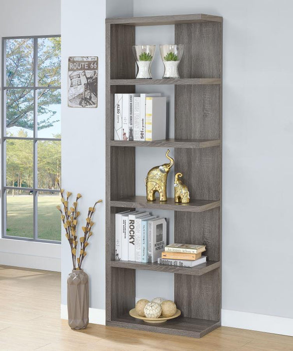 Harrison - 5-Shelf Bookshelf - Weathered Gray