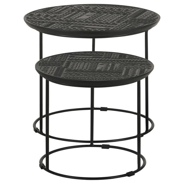 Loannis - 2 Piece Round Mango Wood Nesting Table - Matte Black