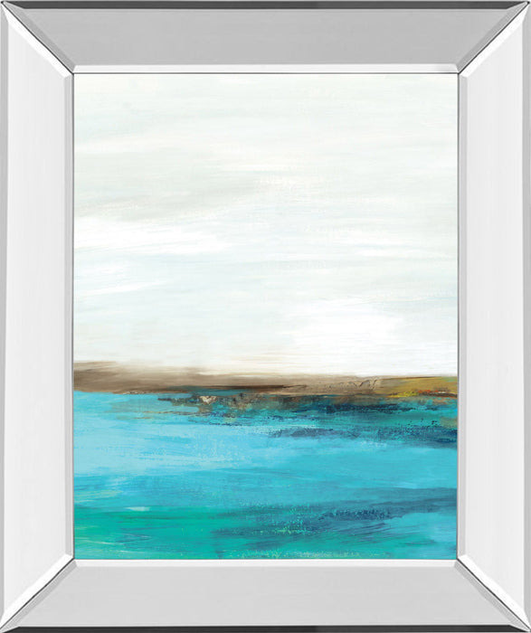 Pastoral Landscape I By Tom Reeves - Mirror Framed Print Wall Art - Blue