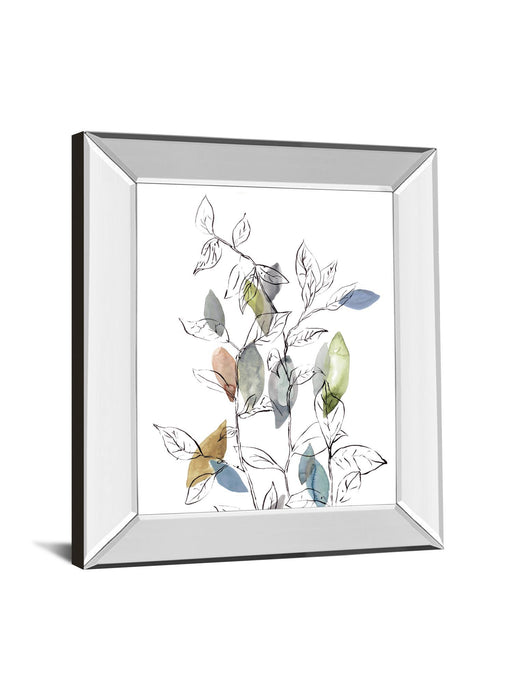 Spring Leaves I By Meyers, R. - Mirror Framed Print Wall Art - Blue