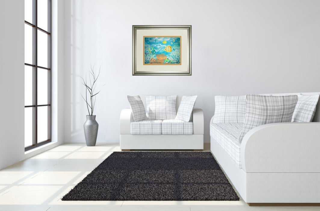 Under The Sea By Julie Derice - Framed Print Wall Art - Blue