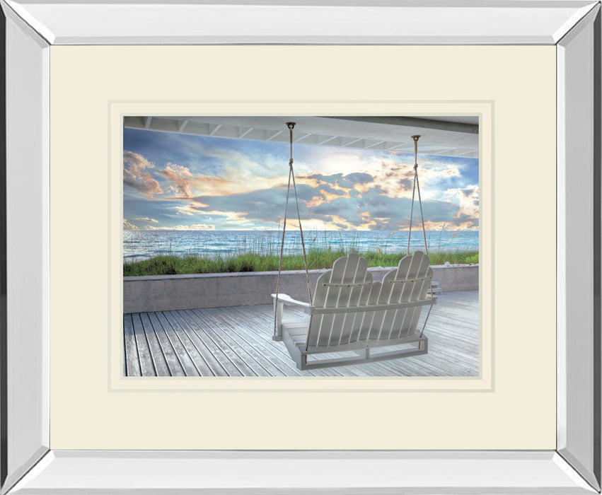 Swing At The Beach By Celebrate Life Gallery Mirrored Frame - Blue