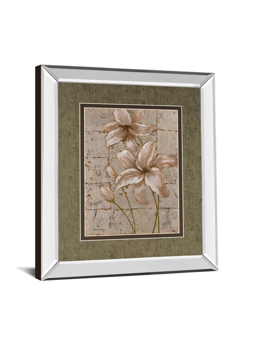 Lilies On Silver Il By Vivian Flasch - Mirror Framed Print Wall Art - White