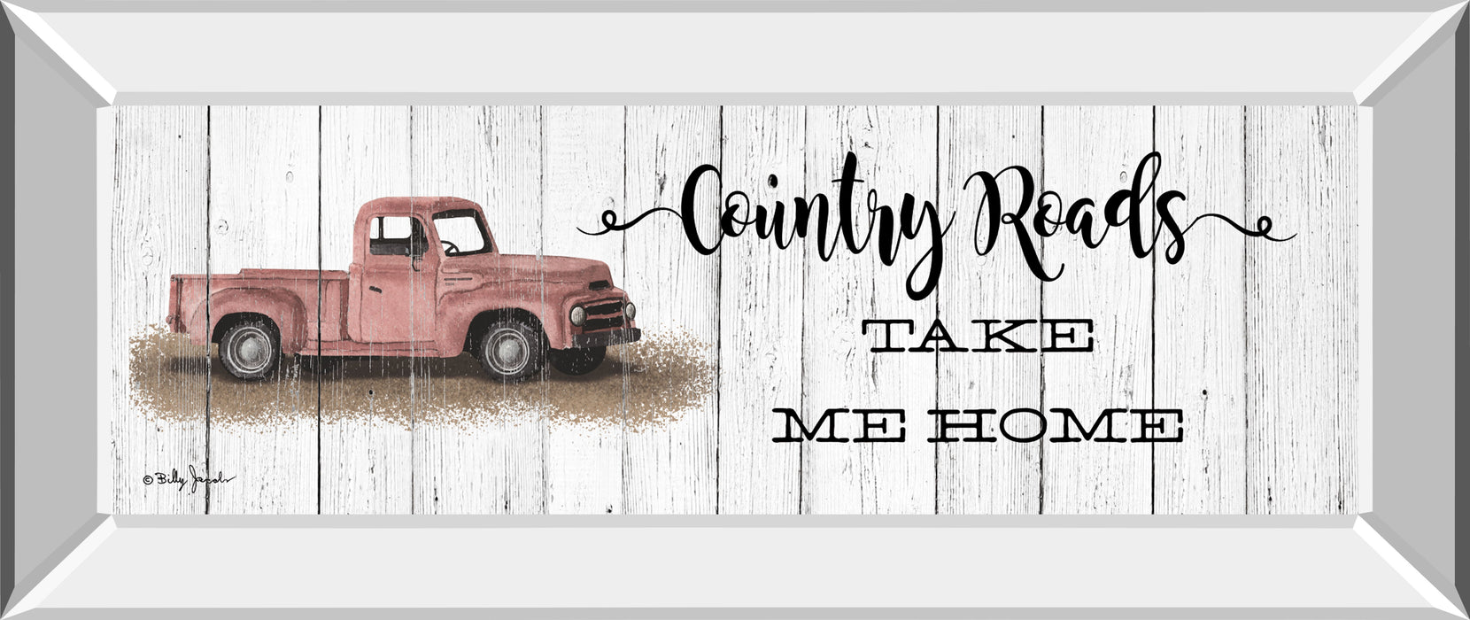 Take Me Home Country Roads By Billy Jacobs - Mirrored Frame Wall Art - Beige