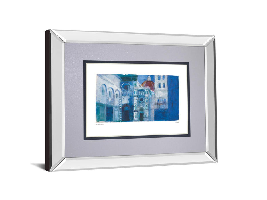 The Duomo, Florence By Ann Oram - Mirror Framed Print Wall Art - Blue