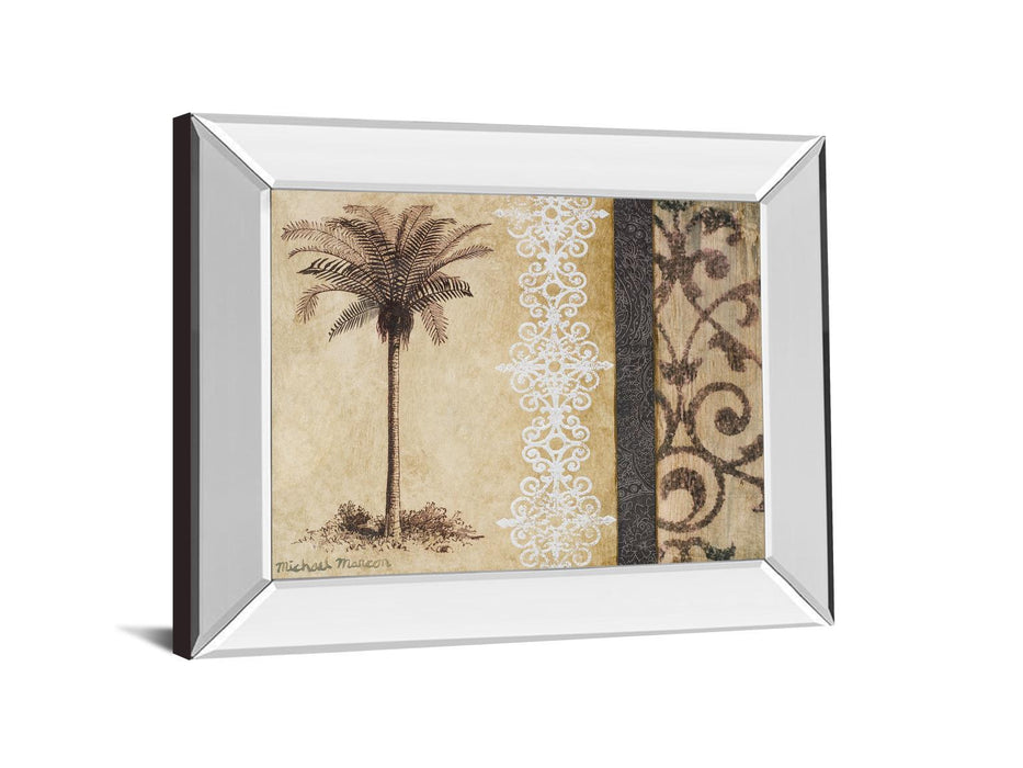 Decorative Palm Il By Michael Marcon - Mirror Framed Print Wall Art - Beige