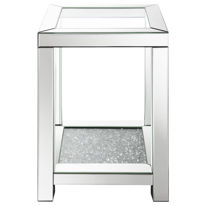 Valentina - 1-Shelf Square Glass Top Side End Table - Silver