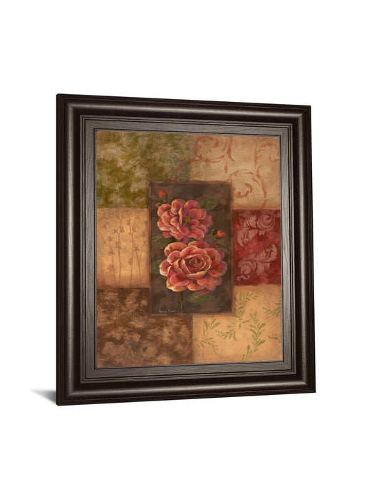 Camellias On Chocolate By Vivian Flasch - Framed Print Wall Art - Red