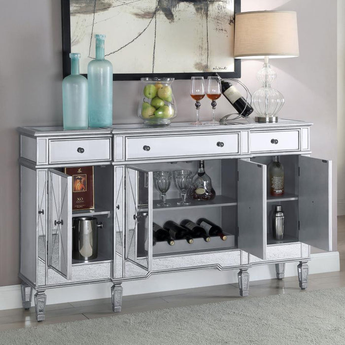 Aconitum - 4 Door Mirrored Storage Accent Cabinet - Silver