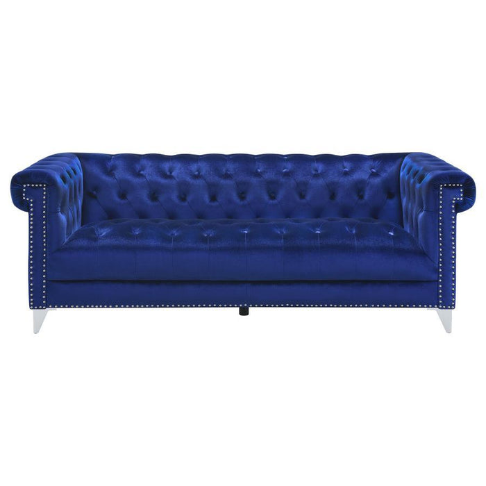 Bleker - Tufted Tuxedo Arm Sofa - Blue