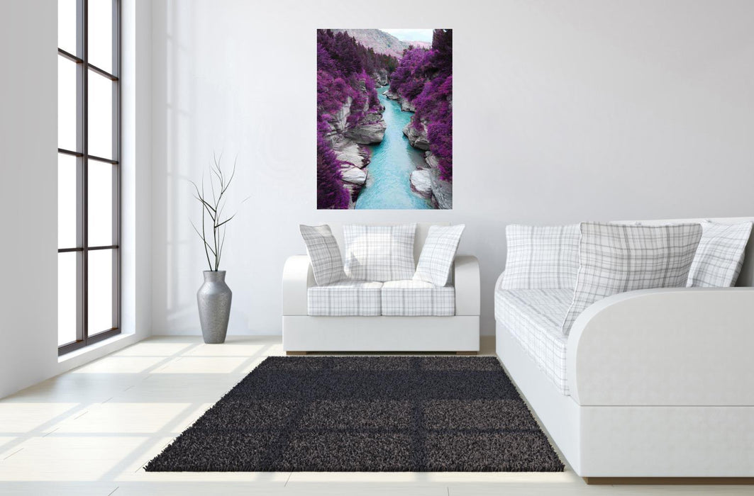 Floating Tempered Glass With Foil Between Mountains - Purple