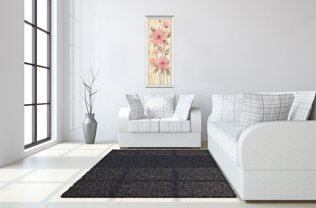 Beautiful Gareden Stems II By Silvia Vassileva - Mirrored Frame Wall Art - Pink