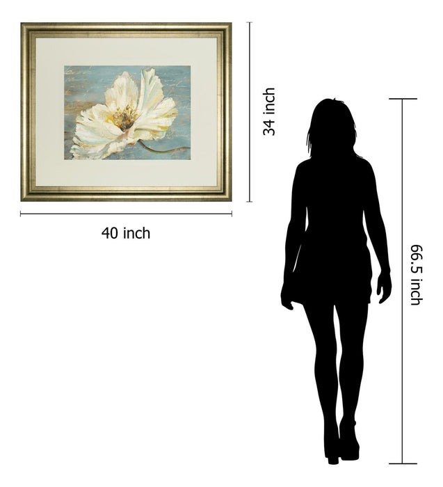 White Peony By Patricia Pinto - Framed Print Wall Art - Blue