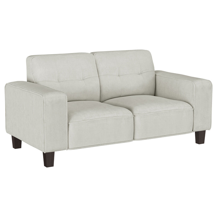 Deerhurst - Upholstered Track Arm Tufted Loveseat - Greige