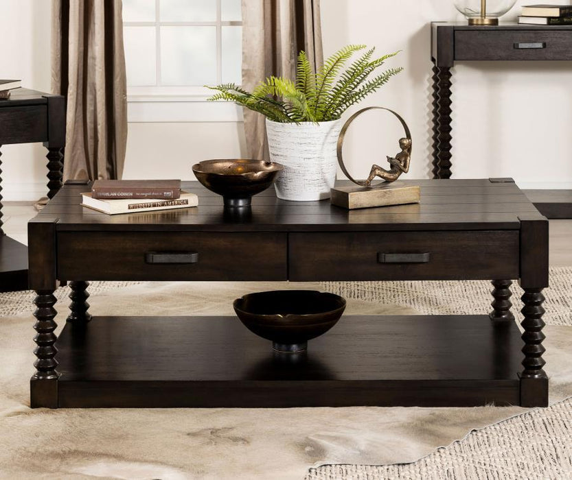 Meredith - 2-Drawer Rectangular Coffee Table - Coffee Bean