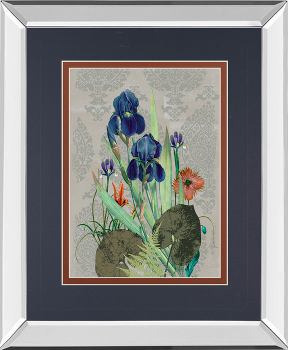 Summer Flowers I By Ken Hurd - Mirror Framed Print Wall Art - Blue