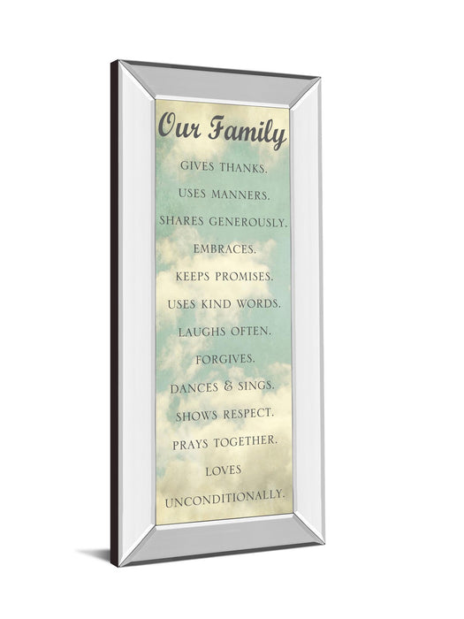 Our Family By Sarah Gardner - Mirror Framed Print Wall Art - Blue