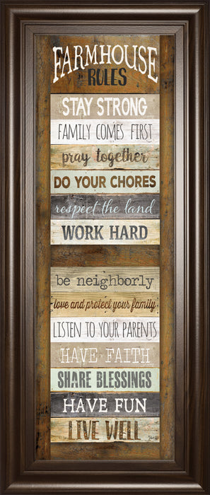 Farmhouse Rules Shutter By Marla Rae - Framed Print Wall Art - Dark Brown