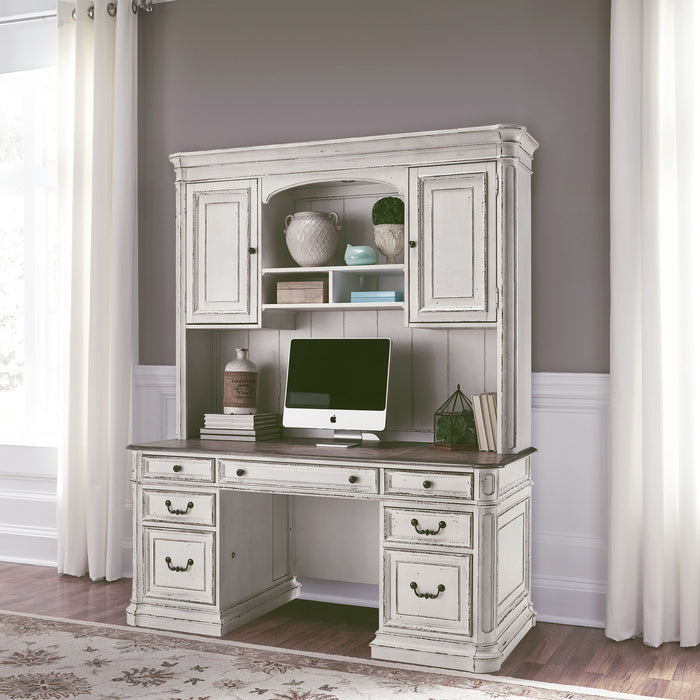 Magnolia Manor - Jr Executive Credenza Hutch - White