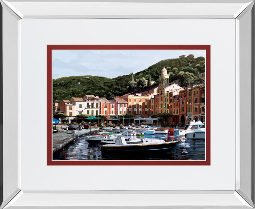 Sunshine Over Portofino By Saunders B. Mirrored Frame - Green