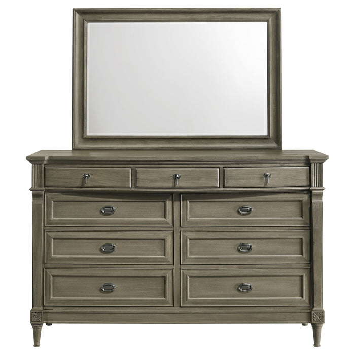 Alderwood - 9-Drawer Dresser With Mirror - French Gray