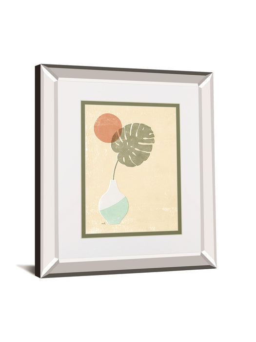 Sun Palm I Mint By Moira Hershey Mirrored Frame - Beige