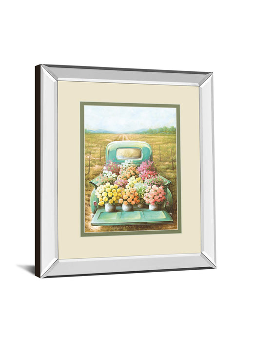 Flowers For Sale By Deedee - Mirror Framed Print Wall Art - Green