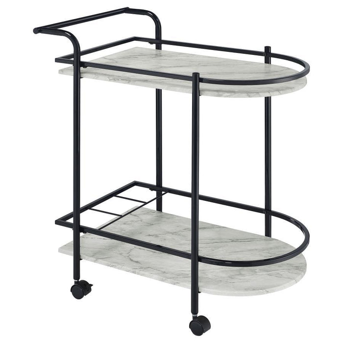 Desiree - 2-Tier Faux Marble Shelf Metal Bar Cart