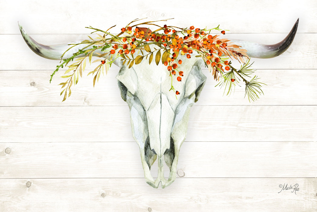 Fall Steer Skull By Marla Rae - Beige