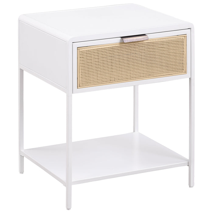 Amherst - 1-Drawer Radio Weave Rattan Metal Side Table