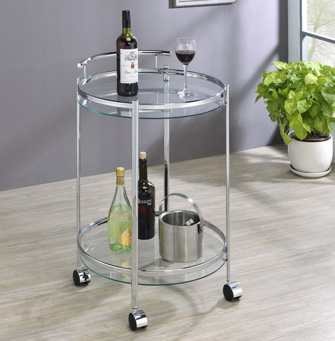 Chrissy - Round Glass Shelf Metal Bar Cart