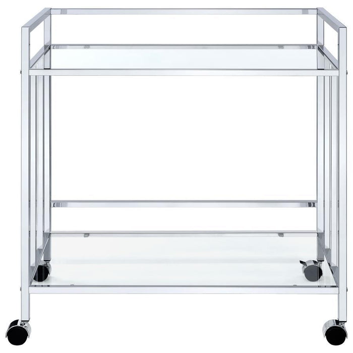 Cara - 2-tier Rectangular Glass Shelf Metal Bar Cart