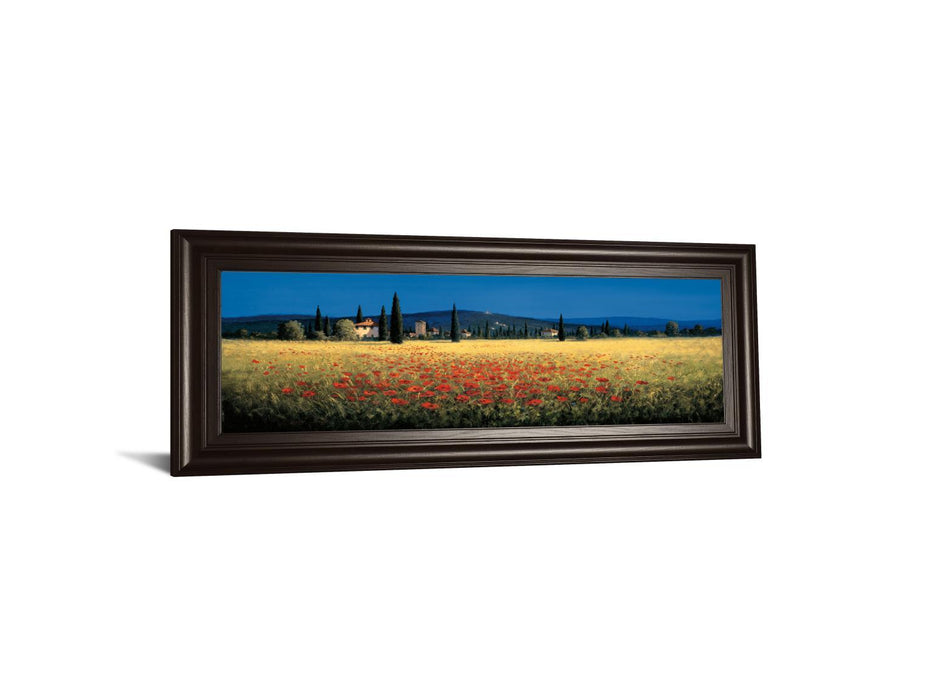 Tuscan Panorama-poppies By David Short - Blue