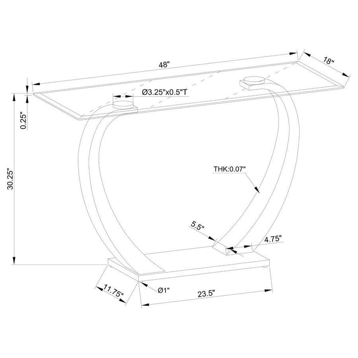 Pruitt - Glass Top Metal Base Console Table - Satin