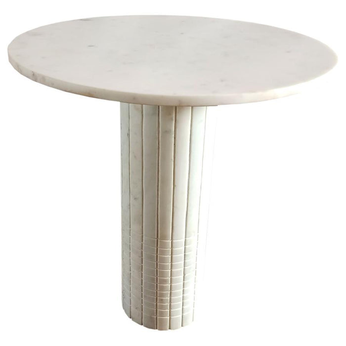 Astoria - Round Genuine Marble Side End Table - White