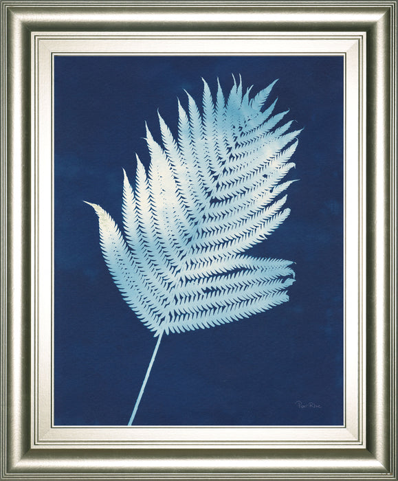 Nature By The Lake Ferns III By Piper Rhue - Framed Print Wall Art - Blue