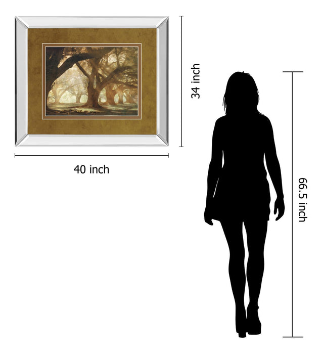 Oak Alley Morning Light By William Guion - Mirror Framed Print Wall Art - Dark Brown