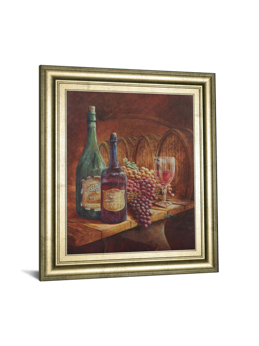 Vintage Wine IV - Framed Print Wall Art - Dark Brown