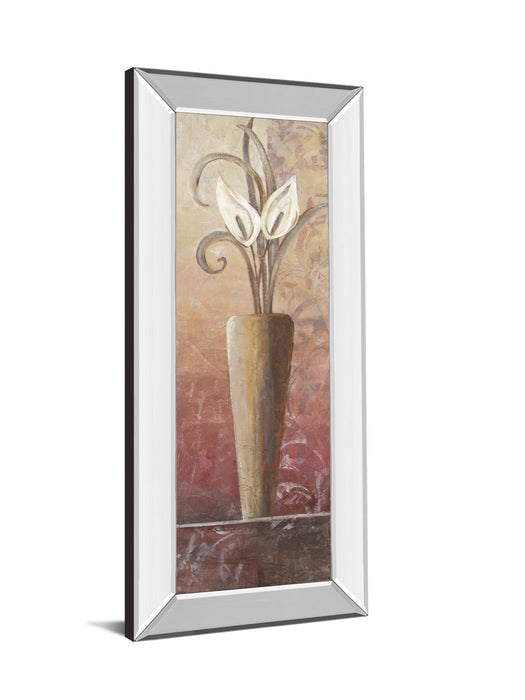 Flower In Vase I - Mirrored Framed Print Wall Art - Red